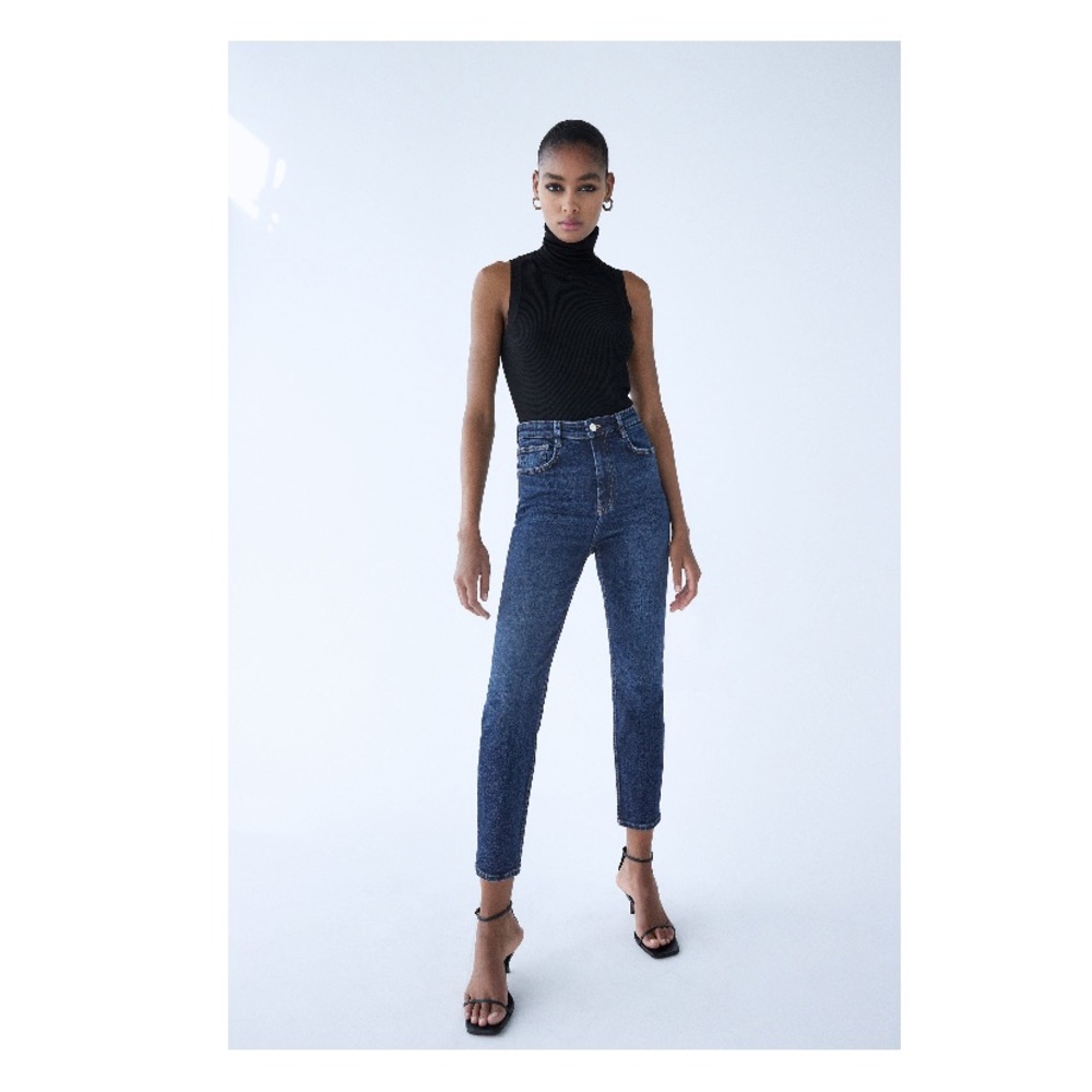 Zara New with tag,navy blue vintage hi-rise skinny